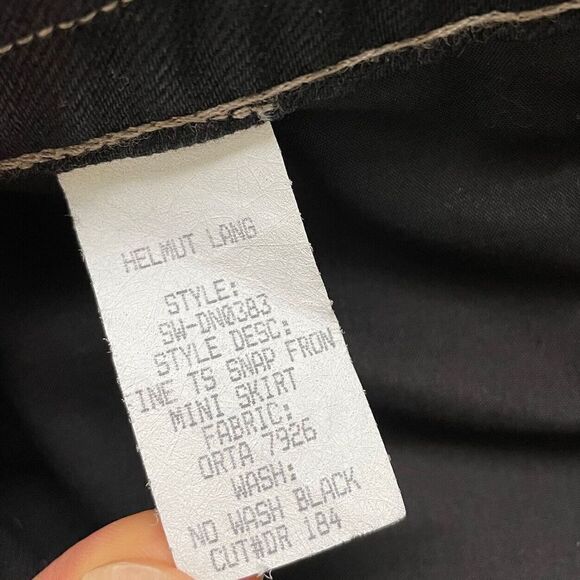 HELMUT LANG Skirt Womens 27 Black Snap-Front Mini Contrast Stitching - Picture 6 of 6